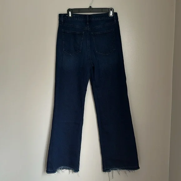 Unpicked Hem High Rise Wide Leg Jeans in Rinse Overdye Wash - Picture 4 of 6